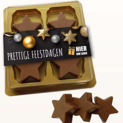 Doosje met 4 kerst sterren en banderol