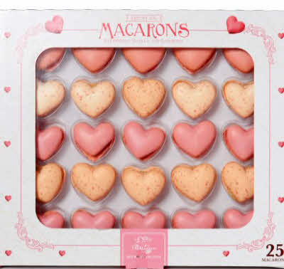 Macarons hartvormig in doosje