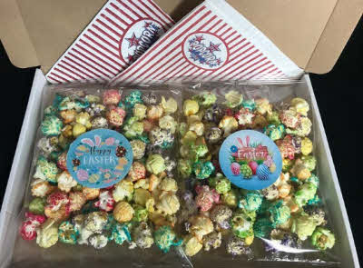 Brievenbusdoosje Happy Easter met popcorn