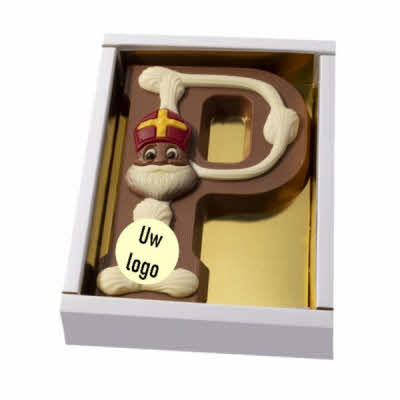 Chocolade letter met decoratie en logo