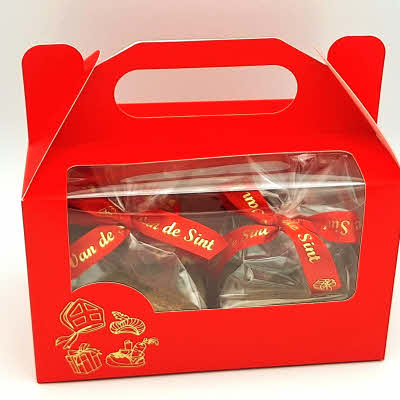 Draagbox Sint rood met venster gevuld met...