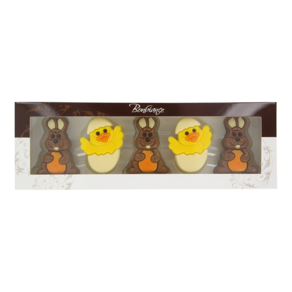 Doosje met chocolade paasfiguren