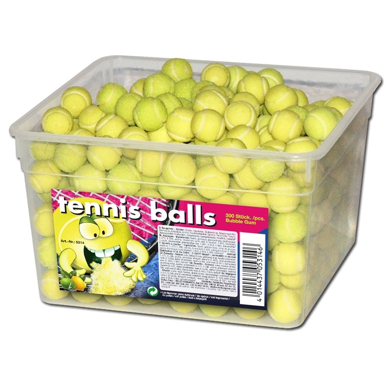 kauwgomballen Tennis, box 300 stuks