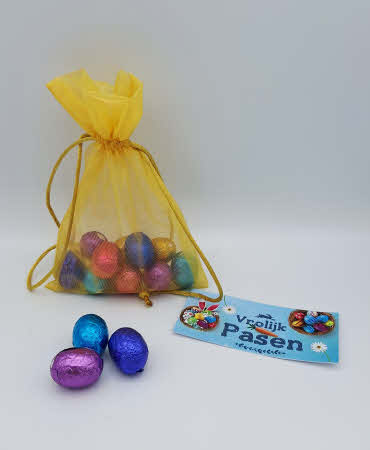 voile zakje met paaseitjes