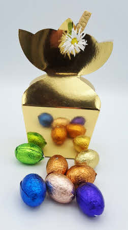 Tulpdoosje goud met paaseitjes