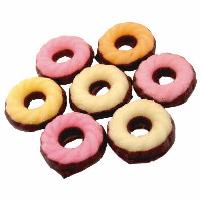 Fruit fondantkransjes met chocolade voet
