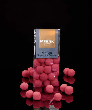 Drop met witte chocolade en framboos